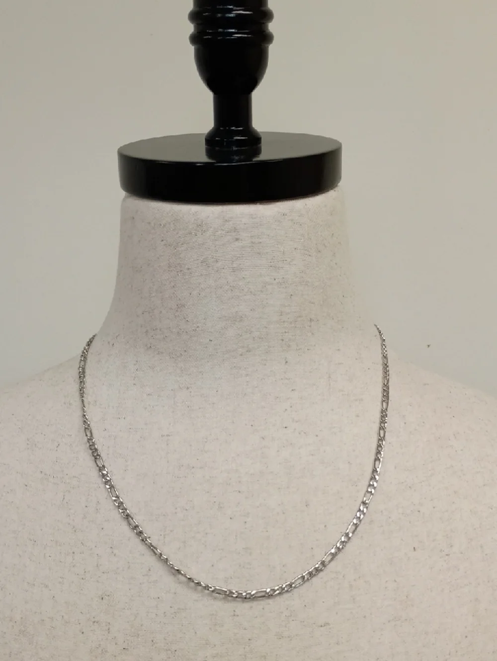 Silver Tone Figaro Chain Necklace Classic Link Layering Chain
